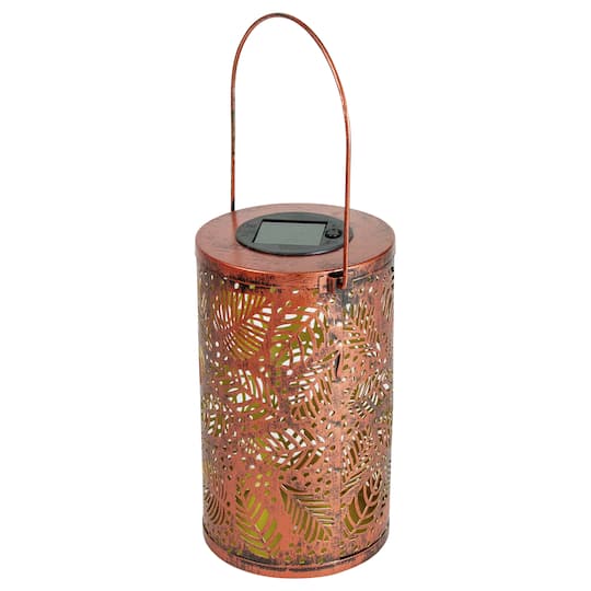 8" Bronze Foliage Outdoor Solar Lantern with Handle